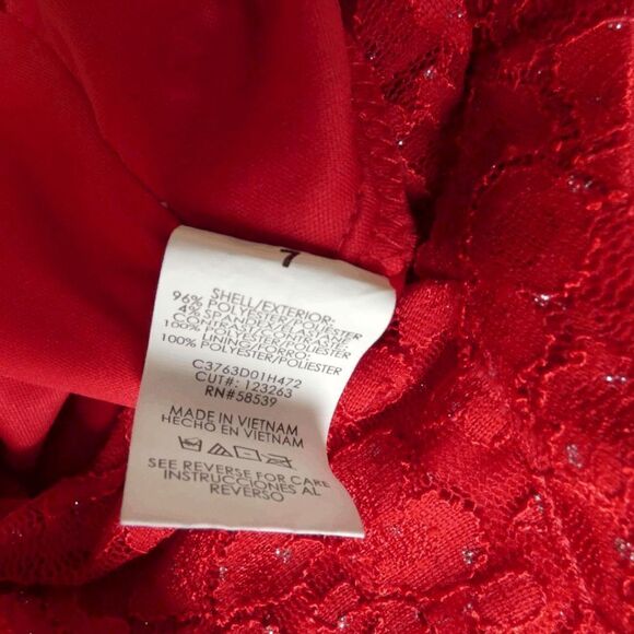 Speechless Red Lace Glitter Formal Dress Girls 7 Holiday | Christmas Sparkle - Picture 4 of 7